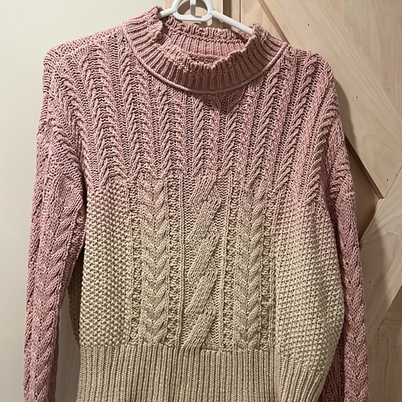 Anthropologie Pink Cream Ombre Mock Neck Knit Sweater - Picture 2 of 6